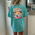 Fun Spooky Ghoul Summer Beach Vacation Flamingo Summer Vibes Women's Oversized Comfort T-Shirt Back Print Chalky Mint
