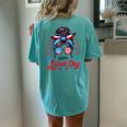 Happy Labor Day Labor Day Messy Bun Usa Flag Women's Oversized Comfort T-Shirt Back Print Chalky Mint