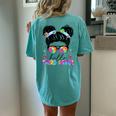 Hello Third Grade Messy Bun Tie Dye Back To School Women's Oversized Comfort T-Shirt Back Print Chalky Mint