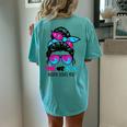 Messy Bun Pink Or Blue Auntie Loves You Gender Reveal Women's Oversized Comfort T-Shirt Back Print Chalky Mint