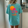 Pink Flamingo Summer Vibes Palm Trees Tropical Summer Women's Oversized Comfort T-Shirt Back Print Chalky Mint