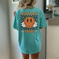 Race Day Vibes Checkered Flag Car Racing Mom Dad Race Car Women's Oversized Comfort T-Shirt Back Print Chalky Mint