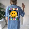 Choose Kindness Retro Groovy Kindness Inspirational Women's Oversized Comfort T-Shirt Back Print Blue Jean