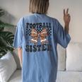 Coquette Bow American Football Sister Game Day Thanksgiving Women's Oversized Comfort T-Shirt Back Print Blue Jean