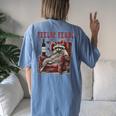 Feelin Feral Vintage Retro Raccoon With Wine Lovers Women's Oversized Comfort T-Shirt Back Print Blue Jean