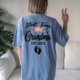 First Time Grandma 2025 Promoted To Grandma 2025 Women's Oversized Comfort T-Shirt Back Print Blue Jean