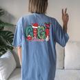 Gigi Claus Christmas Pajama Santa Claus Family Matching Women's Oversized Comfort T-Shirt Back Print Blue Jean