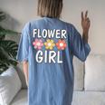 Groovy Flower Girl Proposal Wedding Bridesmaid Bridal Shower Women's Oversized Comfort T-Shirt Back Print Blue Jean