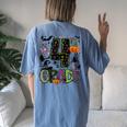 Halloween Spooky 4Th Grade Halloween Team Student Teacher Women's Oversized Comfort T-Shirt Back Print Blue Jean