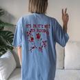It's Okay It's Not My Blood Scary Halloween Bloody Women Women's Oversized Comfort T-Shirt Back Print Blue Jean
