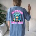 Just A Cute Girl Who Loves Anime And Ramen For Girls Women's Oversized Comfort T-Shirt Back Print Blue Jean
