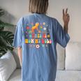 Montessori Teacher Groovy Back To School This Is How We Roll Women's Oversized Comfort T-Shirt Back Print Blue Jean