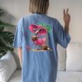 Palm Flamingo Pink Beach Tree Summer Vacation Women's Oversized Comfort T-Shirt Back Print Blue Jean
