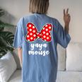 Yaya Mouse Family Vacation Bow Women's Oversized Comfort T-Shirt Back Print Blue Jean