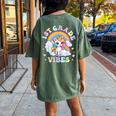 1St Grade Vibes Cute Back To School Unicorn First Grade Girl Women's Oversized Comfort T-Shirt Back Print Moss