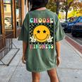 Choose Kindness Retro Groovy Kindness Inspirational Women's Oversized Comfort T-Shirt Back Print Moss