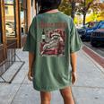 Feelin Feral Vintage Retro Raccoon With Wine Lovers Women's Oversized Comfort T-Shirt Back Print Moss