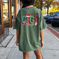 Gigi Claus Christmas Pajama Santa Claus Family Matching Women's Oversized Comfort T-Shirt Back Print Moss