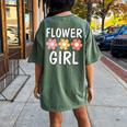 Groovy Flower Girl Proposal Wedding Bridesmaid Bridal Shower Women's Oversized Comfort T-Shirt Back Print Moss