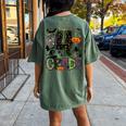 Halloween Spooky 4Th Grade Halloween Team Student Teacher Women's Oversized Comfort T-Shirt Back Print Moss