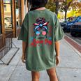Happy Labor Day Labor Day Messy Bun Usa Flag Women's Oversized Comfort T-Shirt Back Print Moss