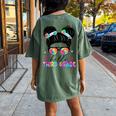 Hello Third Grade Messy Bun Tie Dye Back To School Women's Oversized Comfort T-Shirt Back Print Moss
