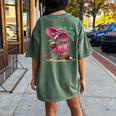 Palm Flamingo Pink Beach Tree Summer Vacation Women's Oversized Comfort T-Shirt Back Print Moss