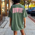 Preppy Cowgirl Varsity Pink Howdy Western Girls Women's Oversized Comfort T-Shirt Back Print Moss