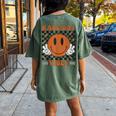 Race Day Vibes Checkered Flag Car Racing Mom Dad Race Car Women's Oversized Comfort T-Shirt Back Print Moss