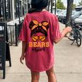 Bears Girl Retro Messy Bun Sports Fan Team Spirit Women's Oversized Comfort T-Shirt Back Print Crimson