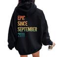 13° Compleanno Ragazzi Ragazze Nati Settembre 2011 Felpa con cappuccio oversize da donna con stampa posteriore Black