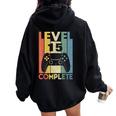 15 Anni Compleanno Maschio Ragazza Uomo Regalo Level 15 Felpa con cappuccio oversize da donna con stampa posteriore Black