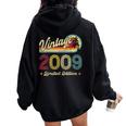 2009 15 Anni Compleanno Ragazzo Ragazza Regalo Divertente Felpa con cappuccio oversize da donna con stampa posteriore Black