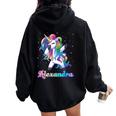 Alexandra Nombre Personalizado Rainbow Unicorn Dabbing Women Oversized Hoodie Back Print Black