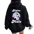 Alpha Unicorn Maschio Divertente Sarcastico Ironico Umorismo Strano Felpa con cappuccio oversize da donna con stampa posteriore Black