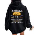 Annata 13 Anni Compleanno 2011 13 Anni Ragazzo Ragazza 2011 Felpa con cappuccio oversize da donna con stampa posteriore Black