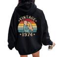 Anno Di Nascita 1974 Compleanno Donne Nate Nel 1974 Signore Felpa con cappuccio oversize da donna con stampa posteriore Black