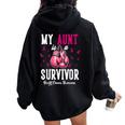 My Aunt Is A Survivor Of Support Breast Cancer Awareness Women Oversized Hoodie Back Print Black