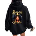 Birthday Queen Melanin Afro African American Girls Women Women Oversized Hoodie Back Print Black