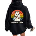 Boo Boo Crew Halloween Nurse Ghost Halloween Women Oversized Hoodie Back Print Black Boo Boo Crew Halloween Nurse Ghost Halloween Women Oversized Hoodie Back Print Black