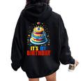 Building Bricks Cake It's My Birthday Boys Girls Build Women Oversized Hoodie Back Print Black