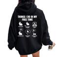 Bunny Rabbit Things I Do In My Free Time Rabbits Lover Felpa con cappuccio oversize da donna con stampa posteriore Black