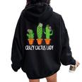 Cactus Pianta Spine Giardinaggio Cactus Fiorista Felpa con cappuccio oversize da donna con stampa posteriore Black