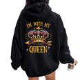 Camicie Abbinate Queen King Couple I'm With My Queen Felpa con cappuccio oversize da donna con stampa posteriore Black