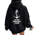 Capitano Comandante Legend Anchor Nautica Felpa con cappuccio oversize da donna con stampa posteriore Black