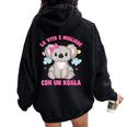 Carino Coala Koala Bambina Ragazza Felpa con cappuccio oversize da donna con stampa posteriore Black