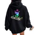 Casa Gatto Rainbow Dj Cat Kitty Felpa con cappuccio oversize da donna con stampa posteriore Black