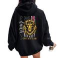 Christian Religions Usa Flag Lion Jesus Faith Over Fear Women Oversized Hoodie Back Print Black
