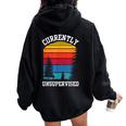 Currently Unsupervised Sayings Sarcasm Sarcastic Women Oversized Hoodie Back Print Black