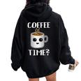 Cute Coffee Time Joke Great Brew Enthusiast Cafe Barista Felpa con cappuccio oversize da donna con stampa posteriore Black
